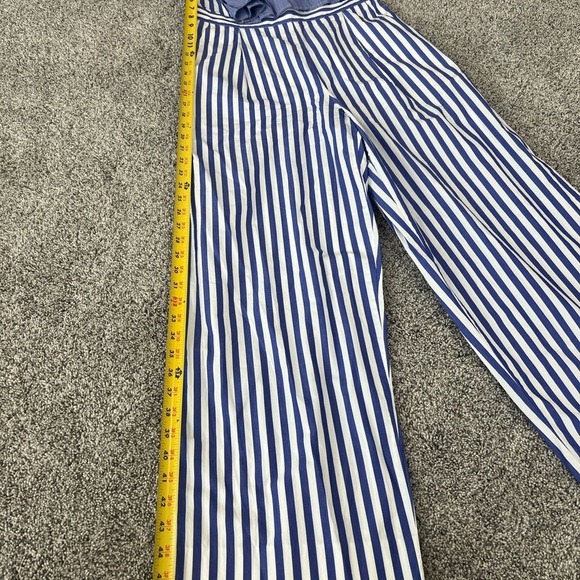 J. Crew One Shoulder Ruffle Jumpsuit Blue White Stripe 100% Cotton Size US 4 - Picture 6 of 16